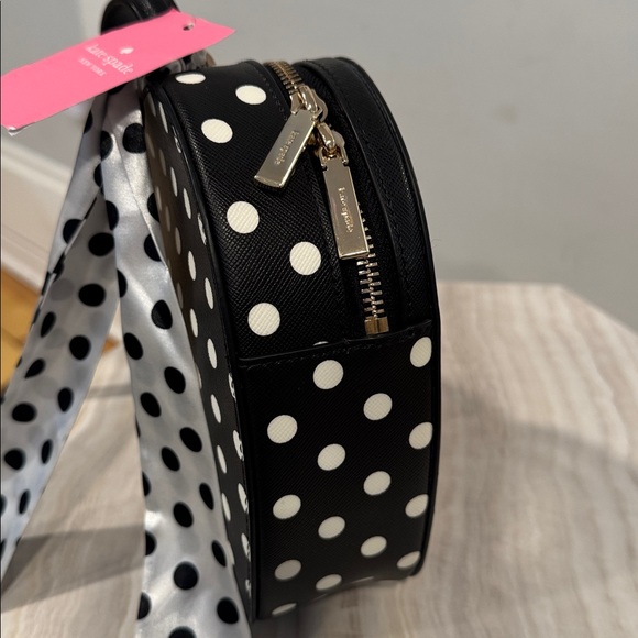 Kate Spade Love Shack Heart Black White Polka Dot Crossbody NWT - Picture 8 of 17